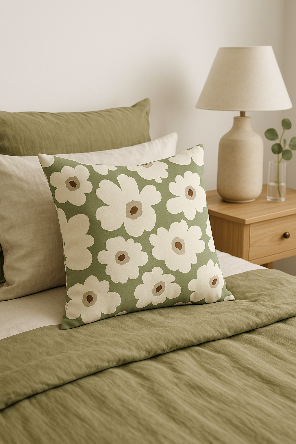 coussin décoratif à motif végétal vert pour un intérieur confortable - vue 3 sur 2