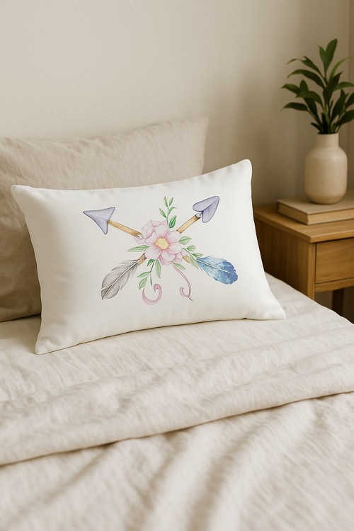 coussin décoratif rectangulaire motif plumes 30x50 cm - vue 2 sur 2