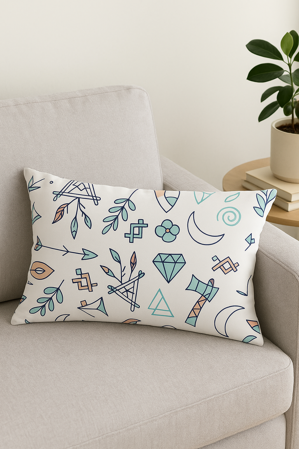 coussin décoratif rectangulaire motif plumes 30x50 cm