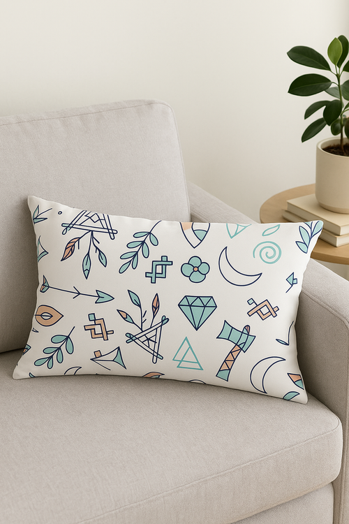 coussin décoratif rectangulaire motif plumes 30x50 cm - vue 2 sur 2