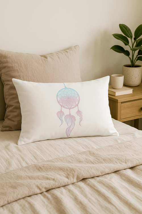 coussin décoratif rectangulaire motif plumes 30x50 cm - vue 2 sur 2