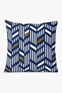 coussin géométrique bleu marine pour canapé ou décoration