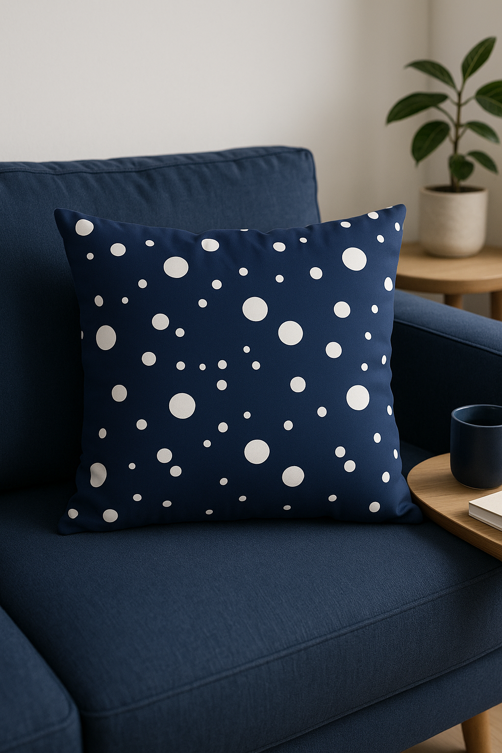 coussin géométrique bleu marine pour canapé ou décoration