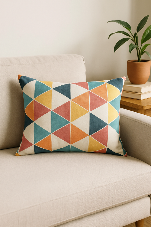 coussin lombaire géométrique abstrait réversible pour canapé ou bureau - vue 3 sur 2