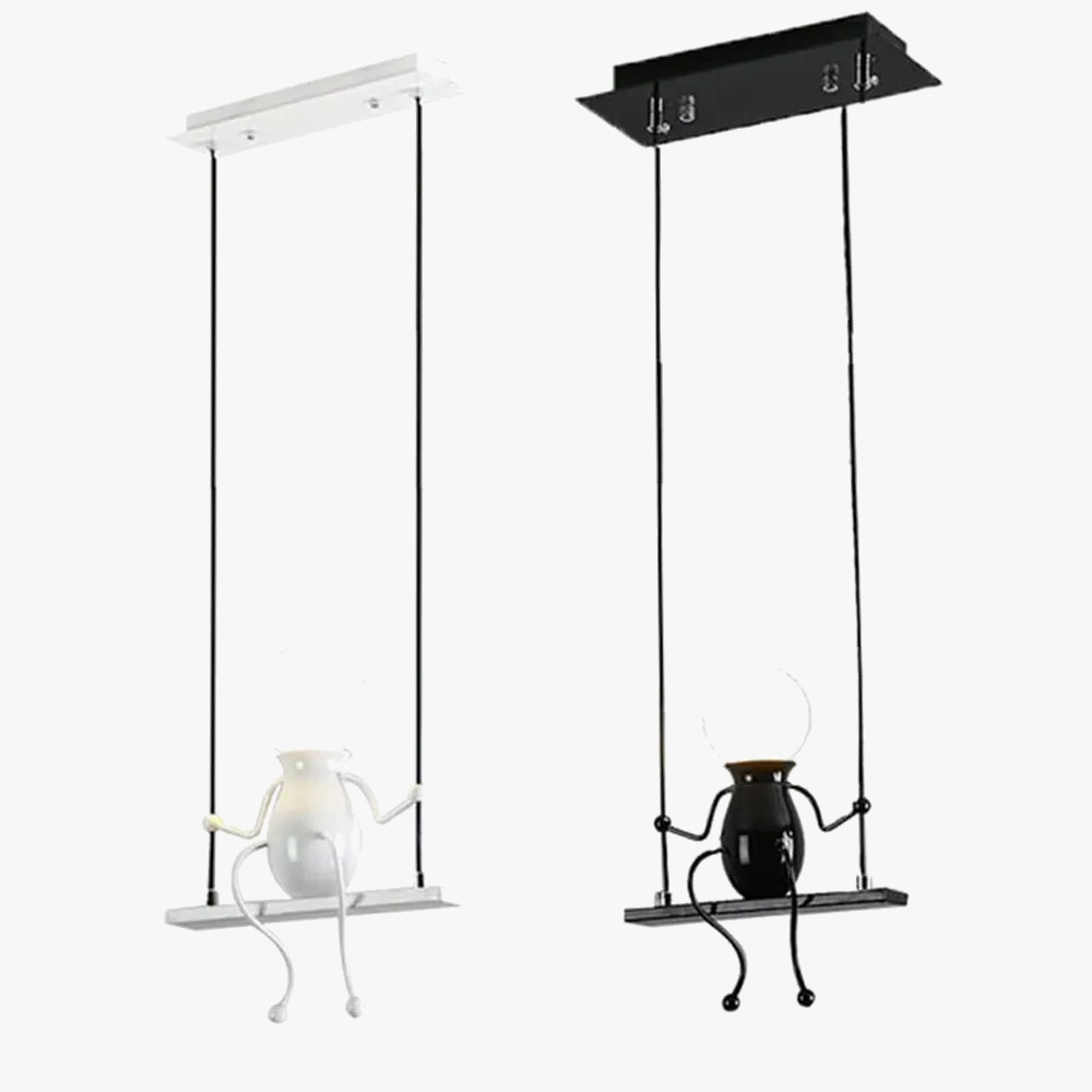 Créatif petit homme lustre dessin animé poupée lustre balançoire suspension Led plafonnier maison salon décoration E27