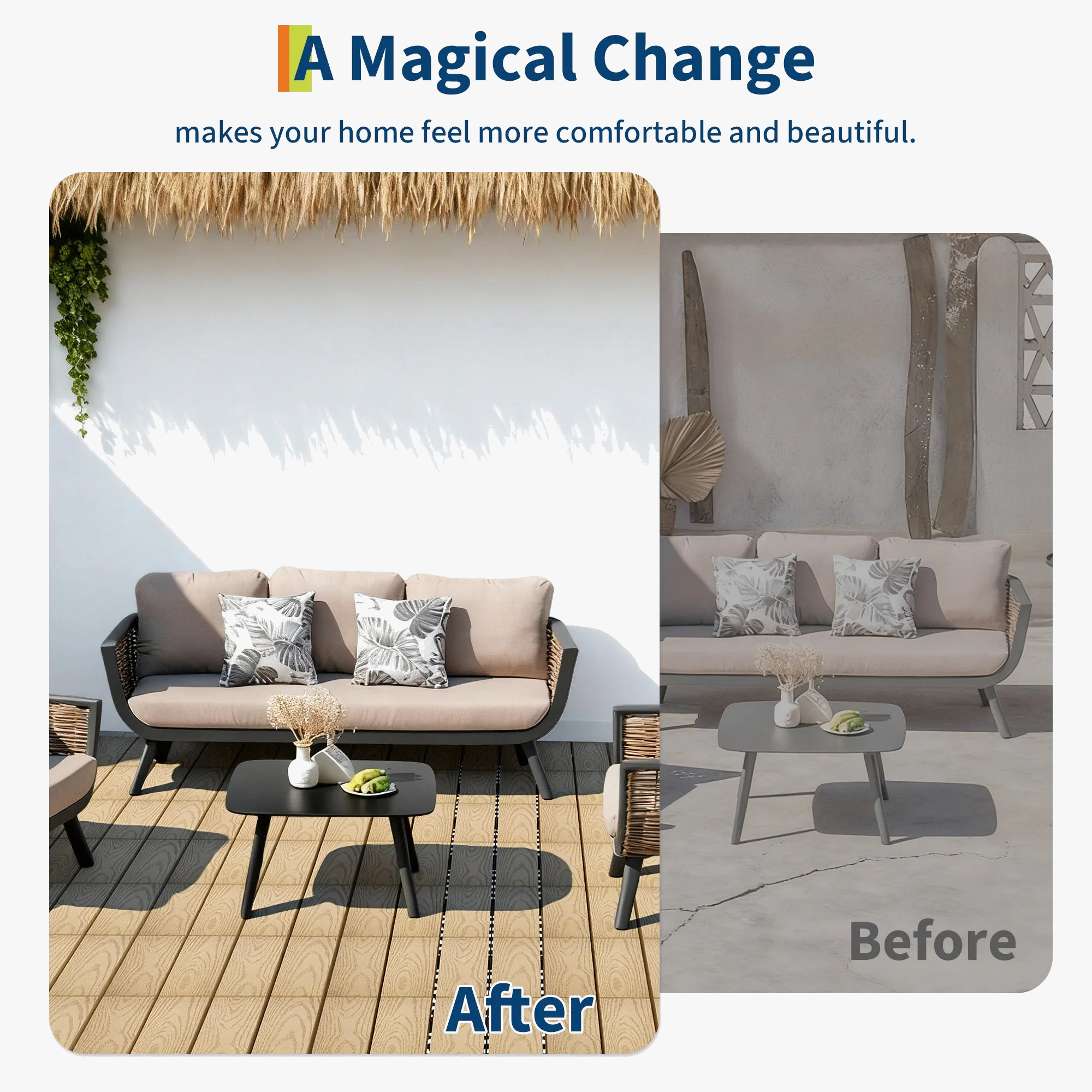 Dalles terrasse composites clipsables 30x30 bois rainuré
