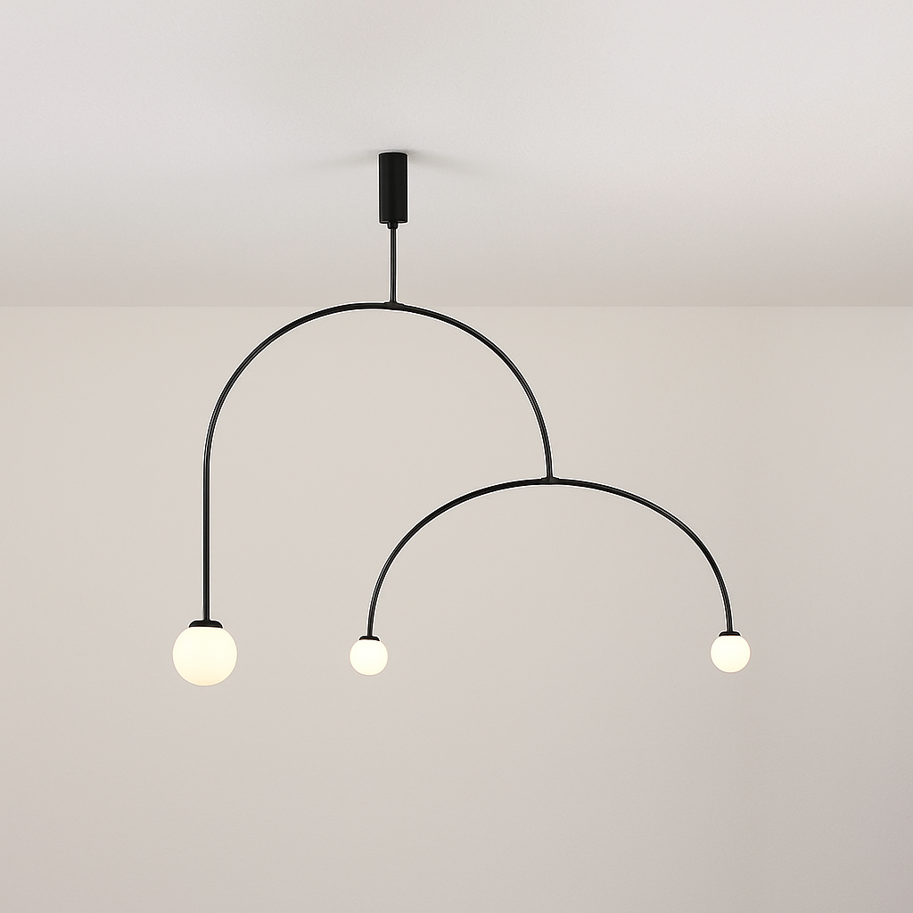 Danmark Geometric Line Chandelier Nordic Arc Suspension Lamp Ceiling Hanging Fxiture for Living Room,Dining Room - vue 4 sur 14