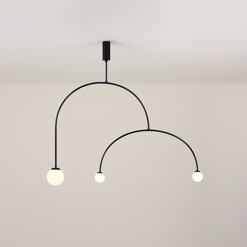 Danmark Geometric Line Chandelier Nordic Arc Suspension Lamp Ceiling Hanging Fxiture for Living Room,Dining Room