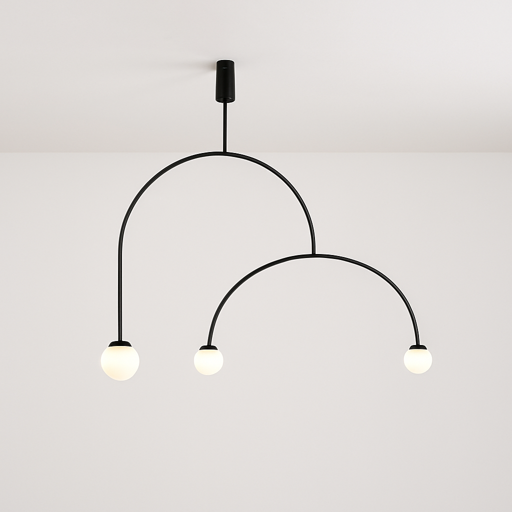 Danmark Geometric Line Chandelier Nordic Arc Suspension Lamp Ceiling Hanging Fxiture for Living Room,Dining Room - vue 4 sur 14