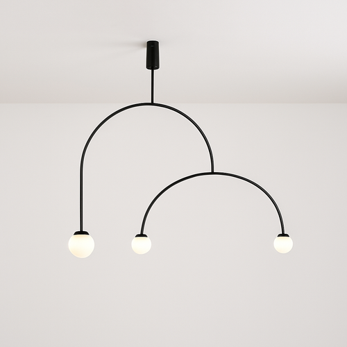 Danmark Geometric Line Chandelier Nordic Arc Suspension Lamp Ceiling Hanging Fxiture for Living Room,Dining Room