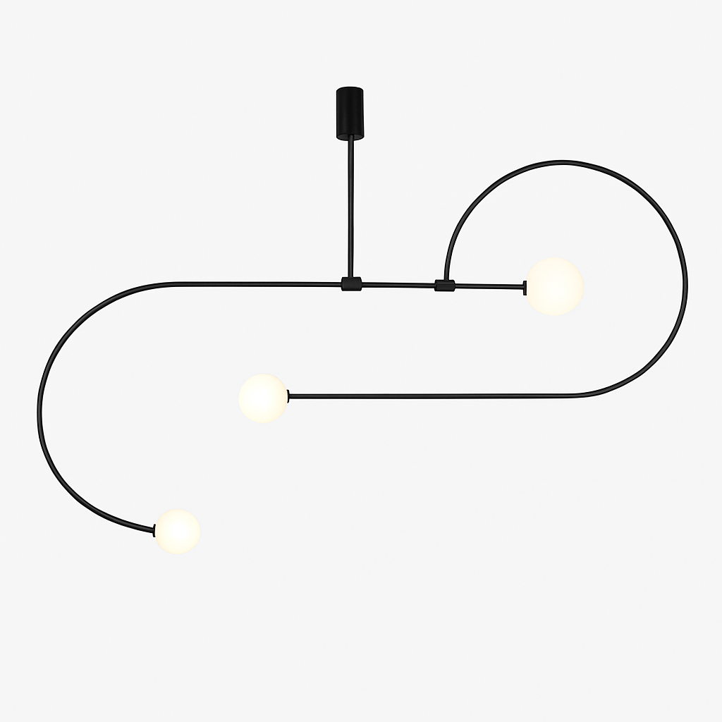 Danmark Geometric Line Chandelier Nordic Arc Suspension Lamp Ceiling Hanging Fxiture for Living Room,Dining Room - vue 5 sur 14