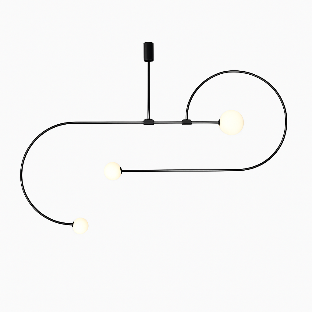Danmark Geometric Line Chandelier Nordic Arc Suspension Lamp Ceiling Hanging Fxiture for Living Room,Dining Room - vue 5 sur 14