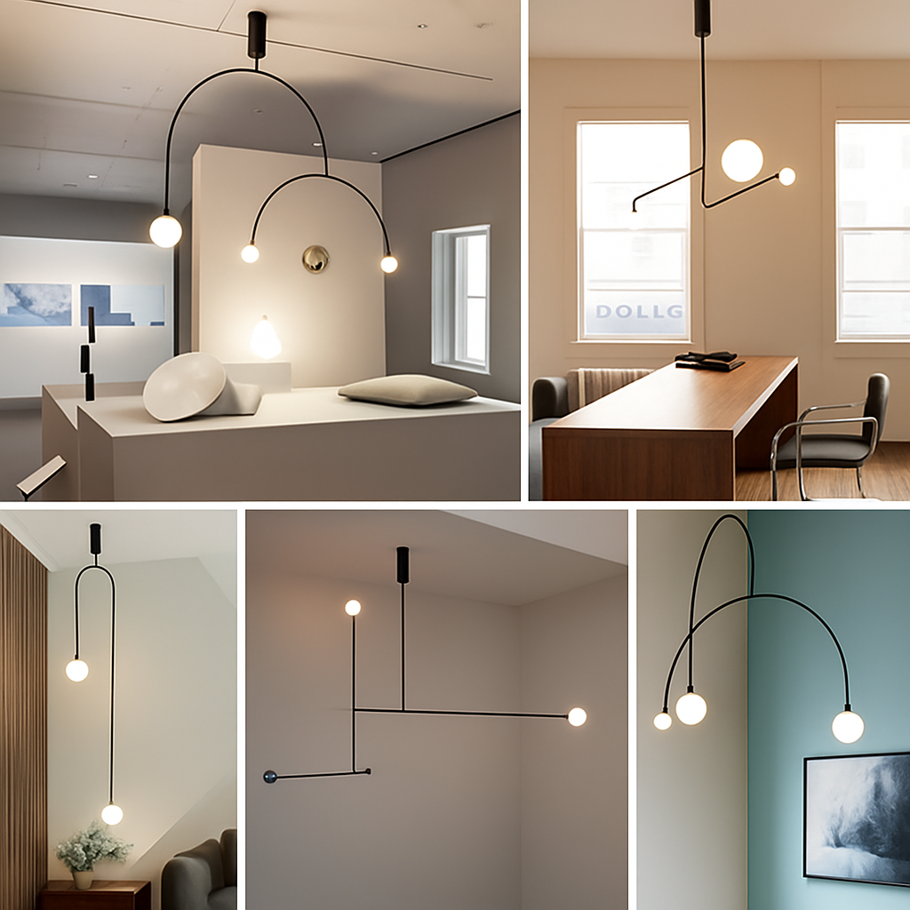 Danmark Geometric Line Chandelier Nordic Arc Suspension Lamp Ceiling Hanging Fxiture for Living Room,Dining Room - vue 7 sur 14
