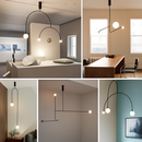 Danmark Geometric Line Chandelier Nordic Arc Suspension Lamp Ceiling Hanging Fxiture for Living Room,Dining Room