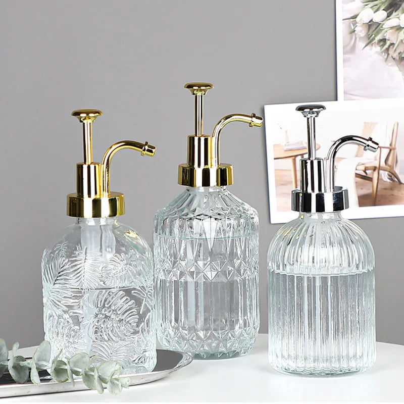 distributeur de savon en verre transparent rechargeable pour gel douche