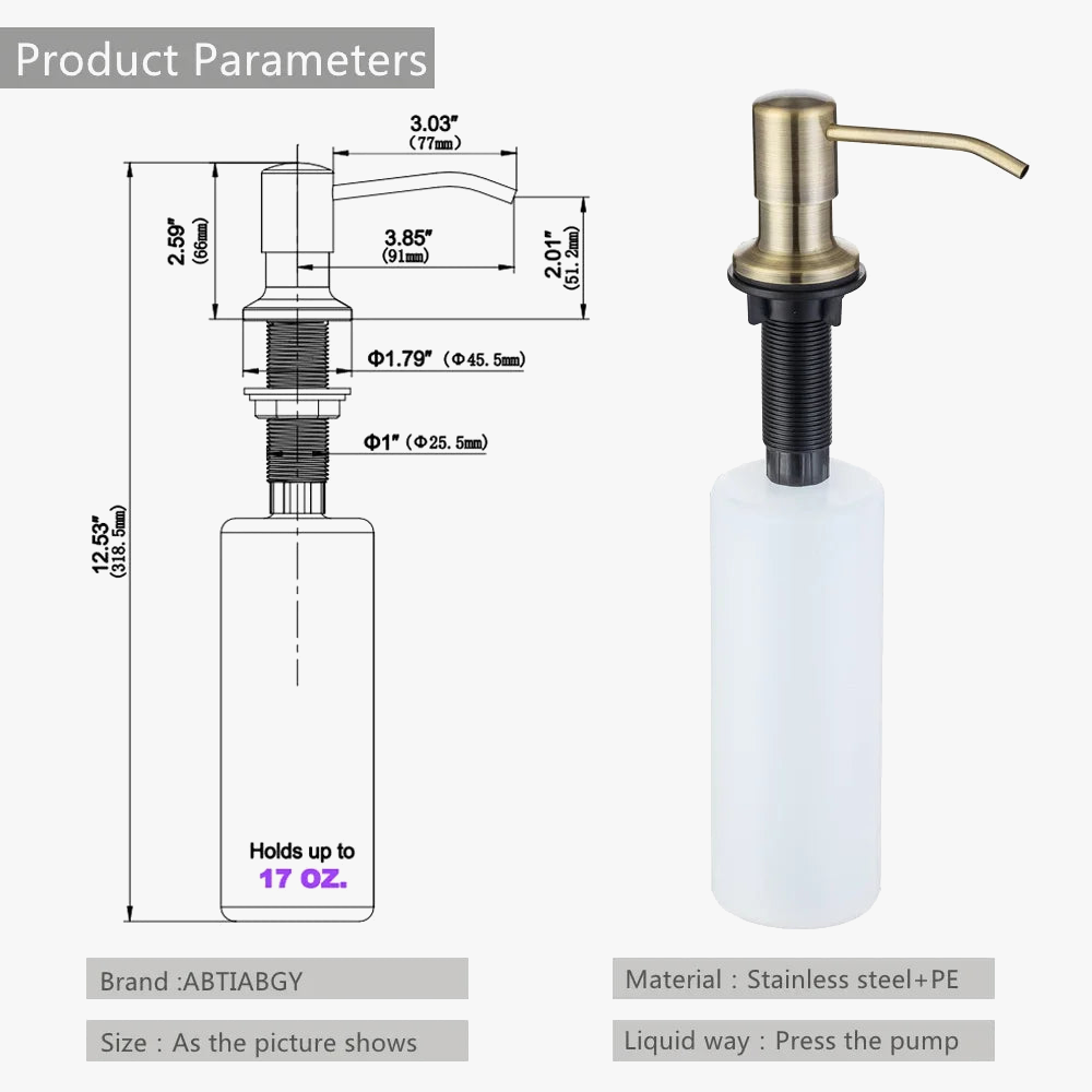 distributeur de savon intégré en acier inoxydable pour cuisine