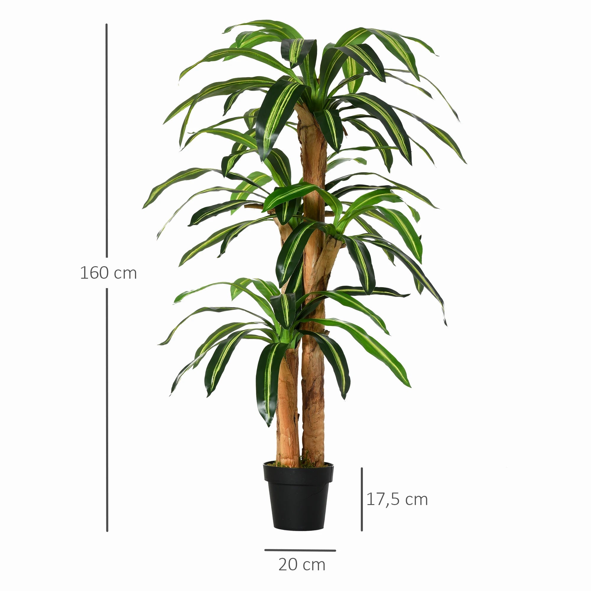dracaena artificiel avec pot et mousse 66 feuilles