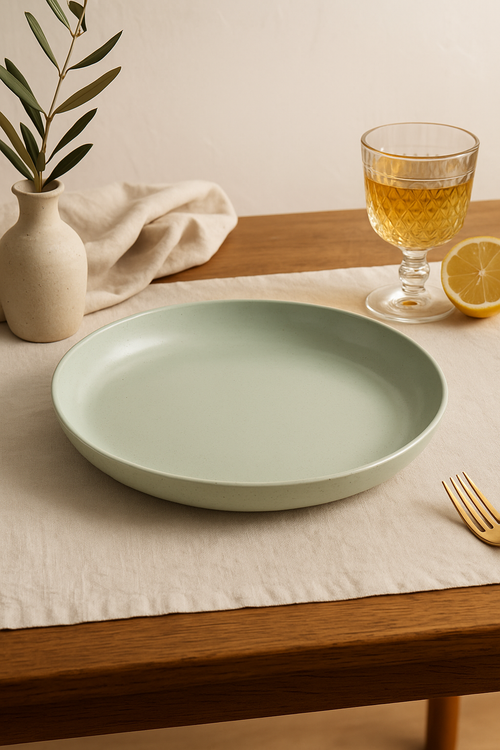 Ensemble 4 assiettes creuses plastique motif blé legeres - vue 2 sur 2