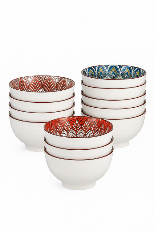 Ensemble bols ceramique motif floral boheme cuisine - vue 3 sur 2