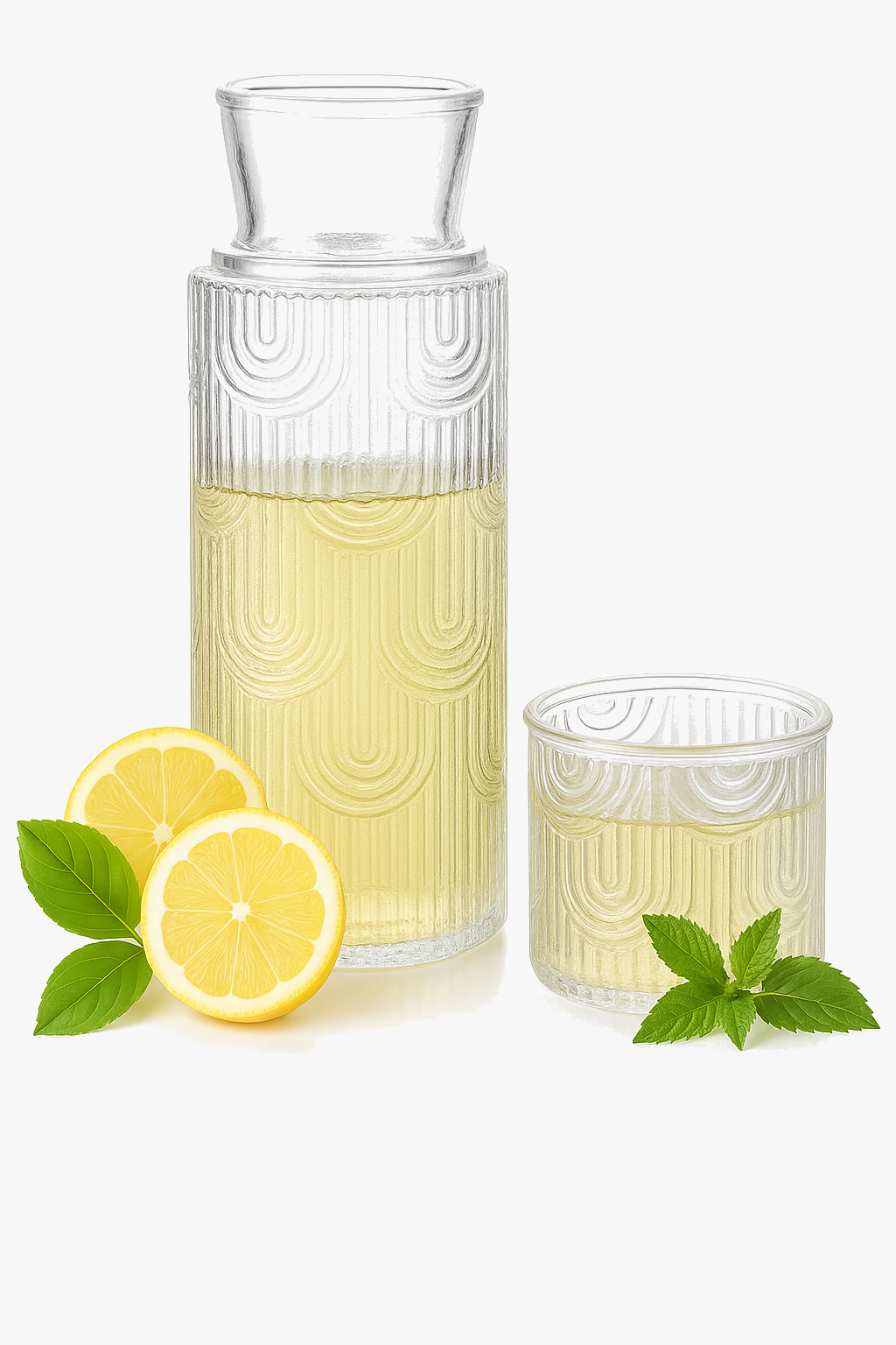 Ensemble carafe verre vintage avec gobelet chambre