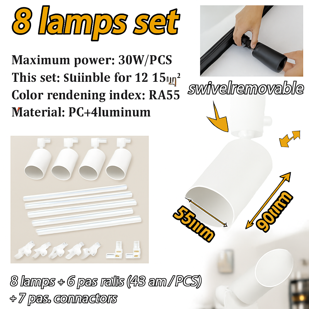 ensemble d'éclairage sur rail dimmable pour maison intelligente - vue 11 sur 22