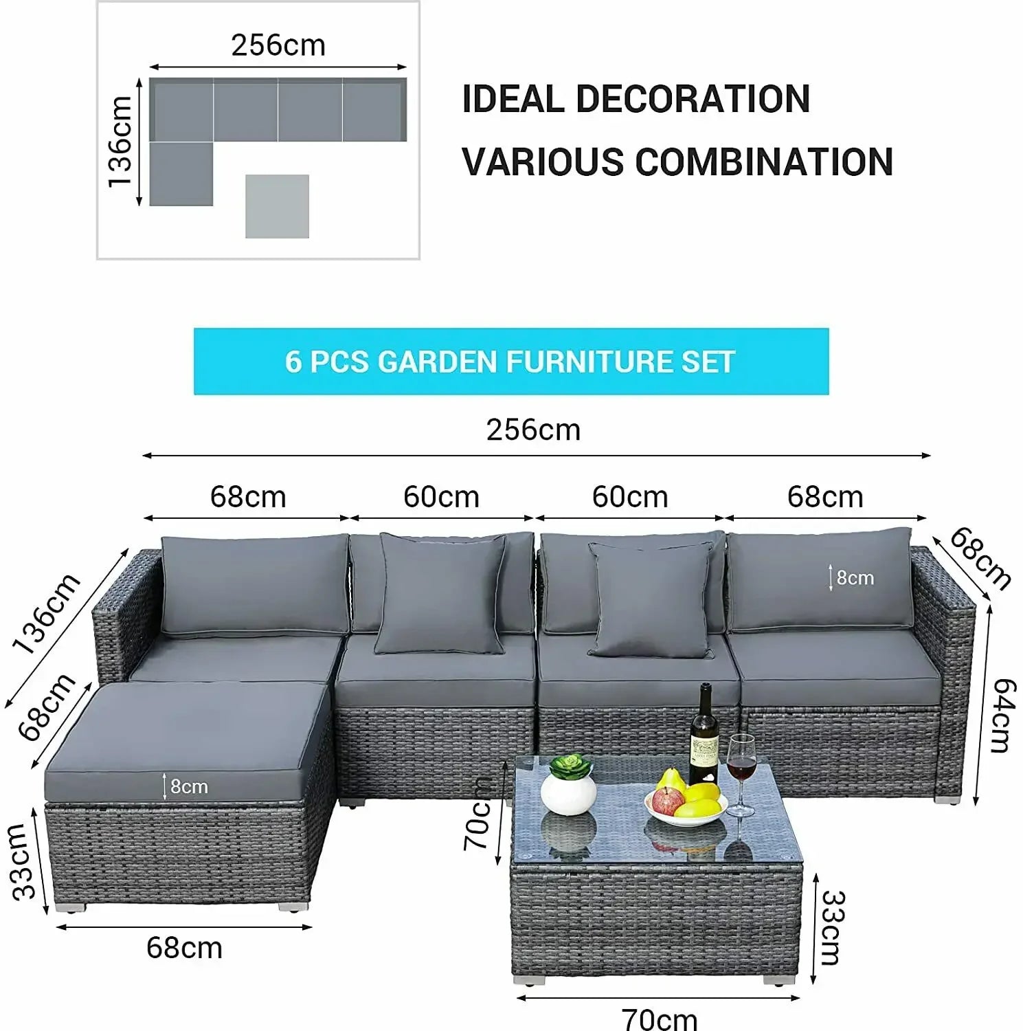 ensemble de canapés dangle en rotin pour jardin avec coussins et table basse