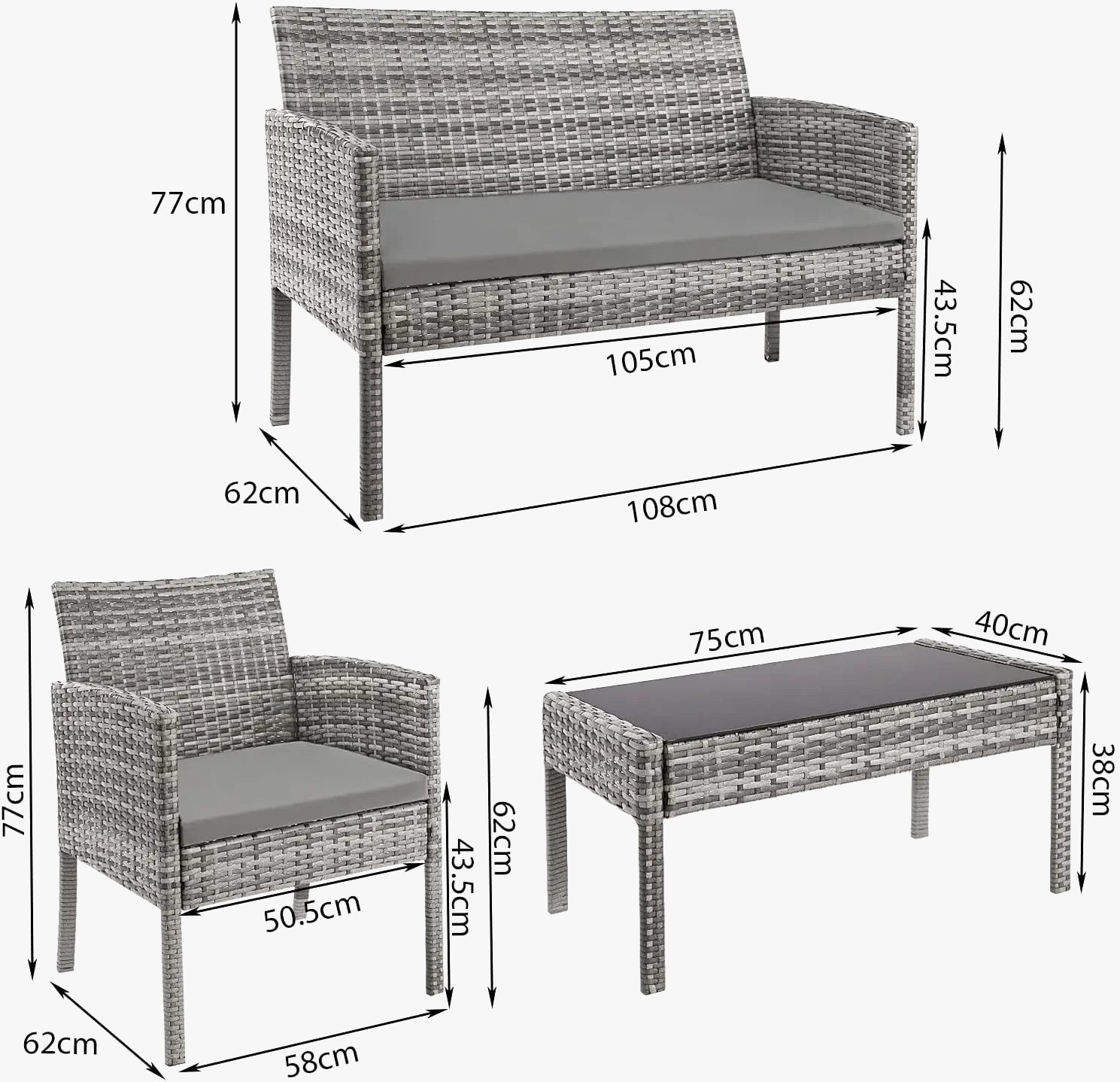 ensemble de canapés et meubles pour jardin extérieur