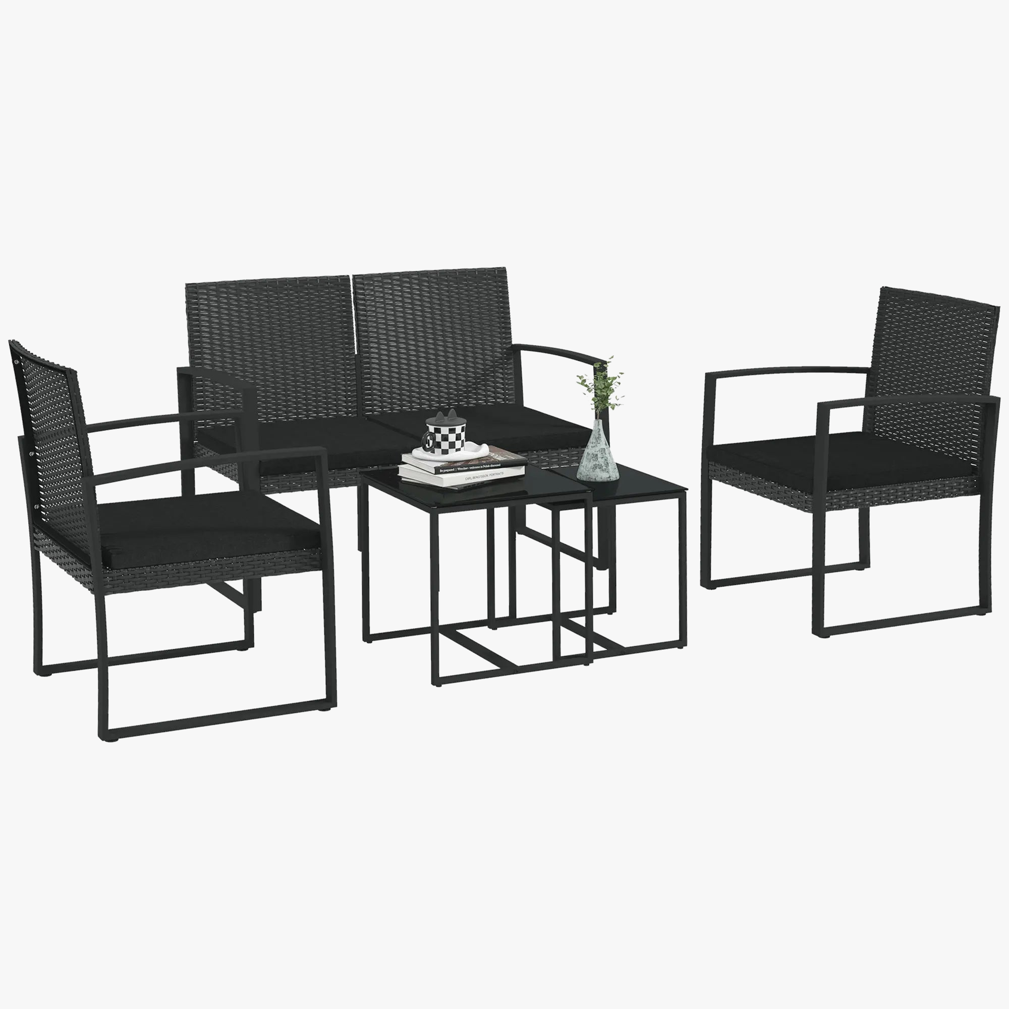 ensemble de meubles de jardin en rotin synthétique 5 pièces