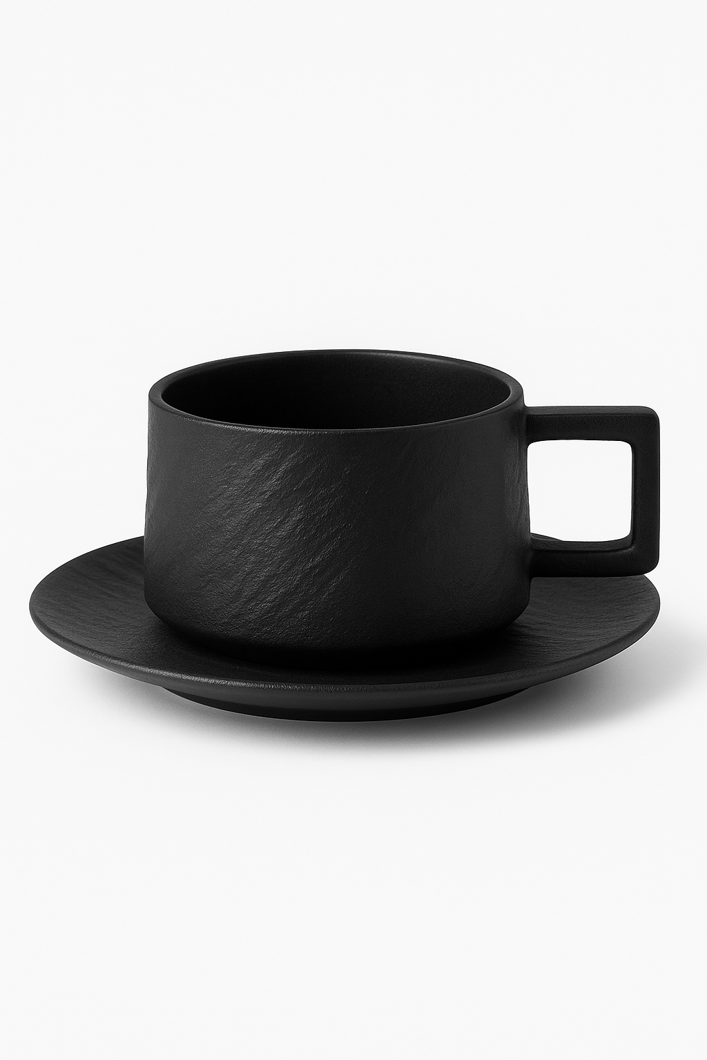 Ensemble tasse et soucoupe ceramique style sable ergonomique