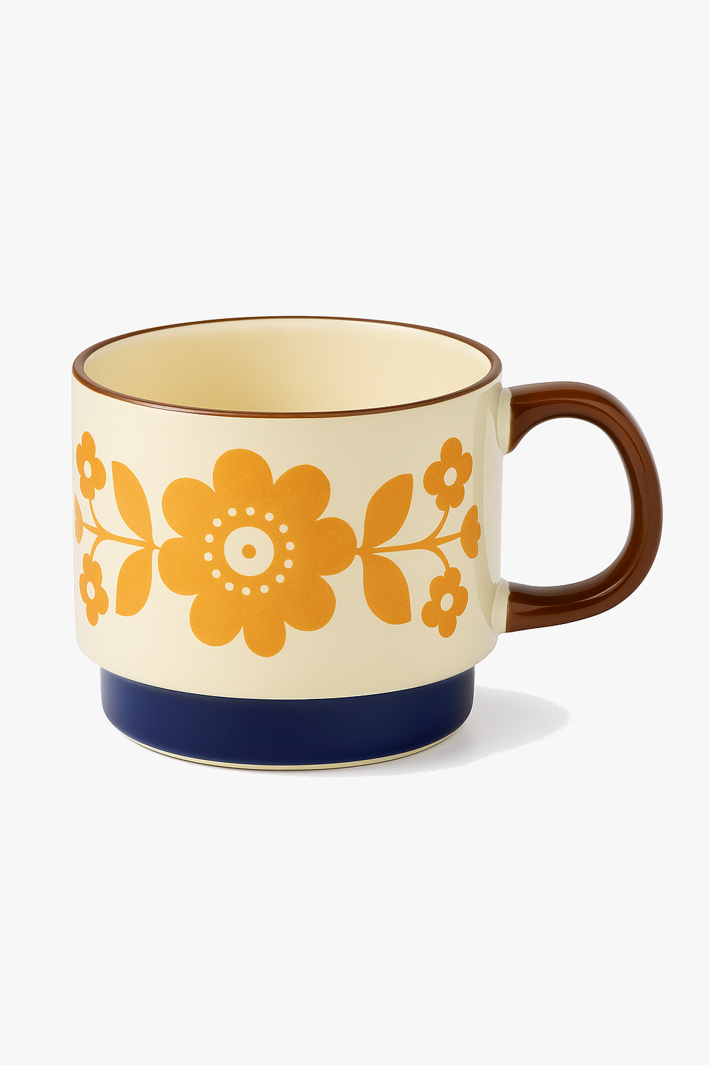 Ensemble tasses japonaises motif floral retro ceramique