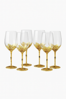 Ensemble verres vin cristal émaillé motifs décoratifs élégant