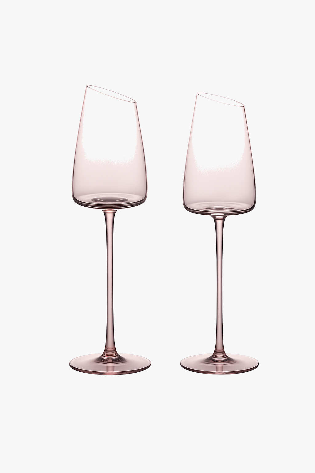 Ensemble verres vin flamant rose bord incliné concave