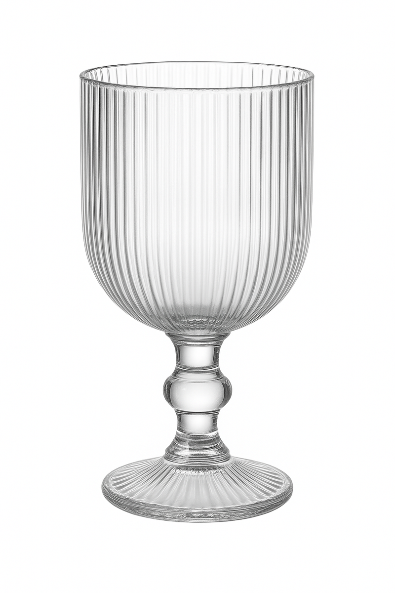Ensemble verres vin rayés tige courte large ouverture