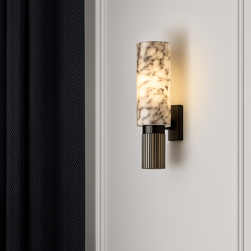 FSS moderne chinois marbre applique cuivre lumière luxe naturel marbre applique Villa allée couloir chambre étude applique - vue 2 sur 7