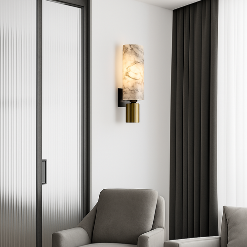 FSS moderne chinois marbre applique cuivre lumière luxe naturel marbre applique Villa allée couloir chambre étude applique - vue 6 sur 7