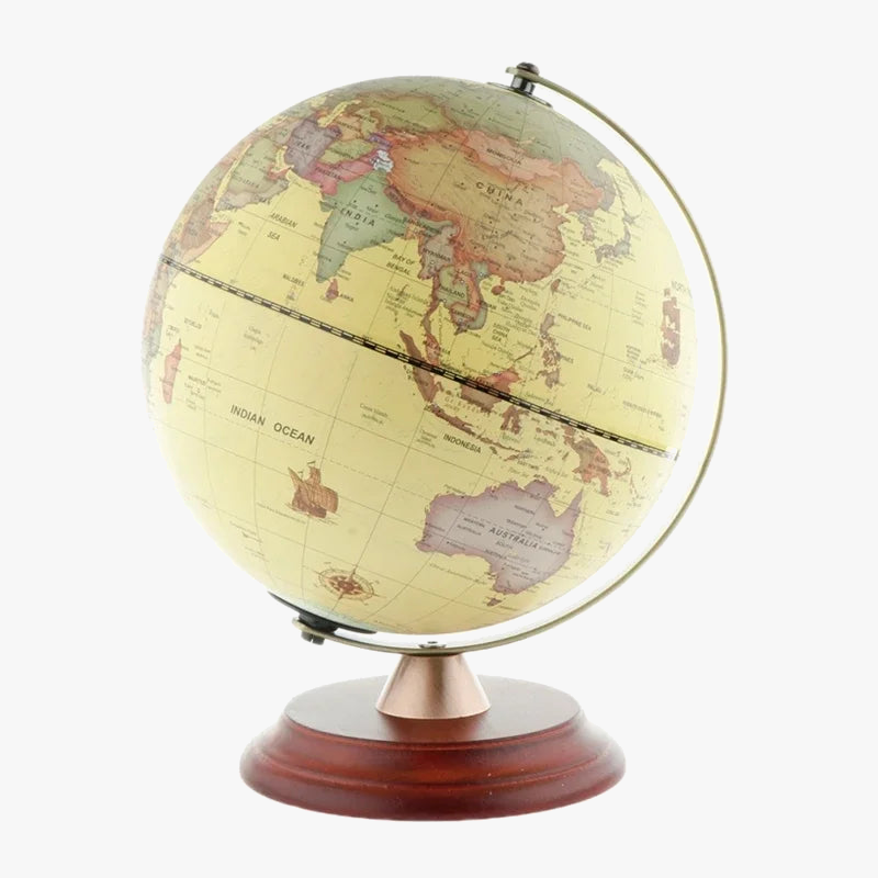 globe terrestre en bois avec lumière led décoration vintage et constellation