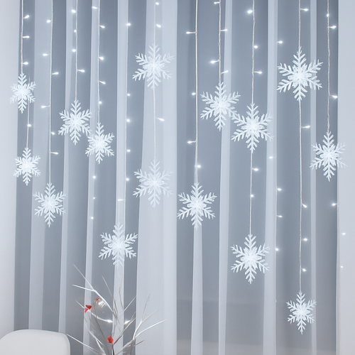 guirlande lumineuse de noël à led flocons de neige décoration extérieure - vue 4 sur 12