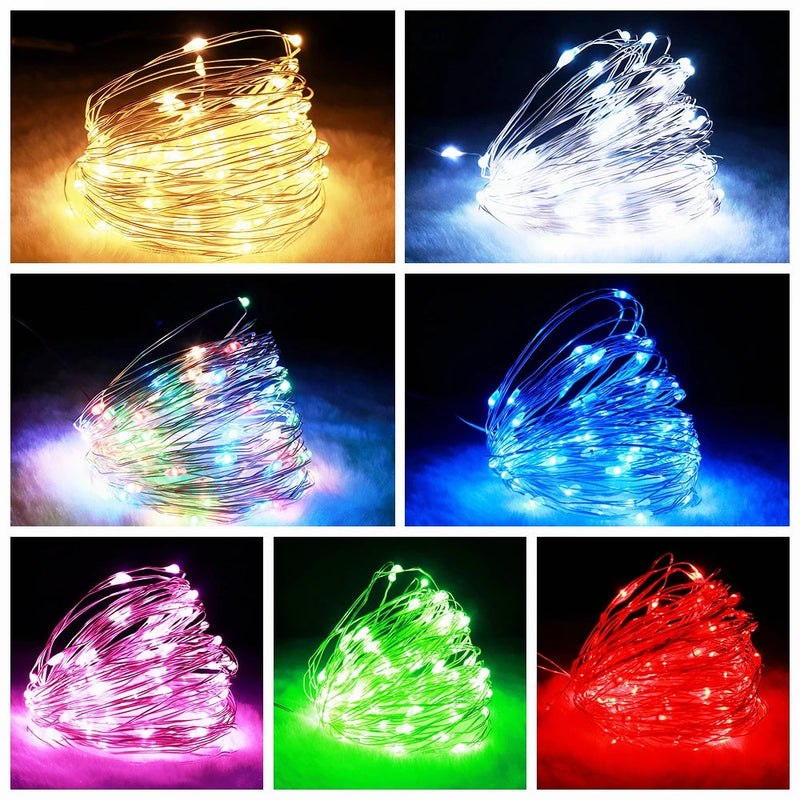 Guirlande Lumineuse LED En Fil De Cuivre 15m - Alimentation 3 Piles AA, Lumière Blanche Chaude, Déco Ambiance