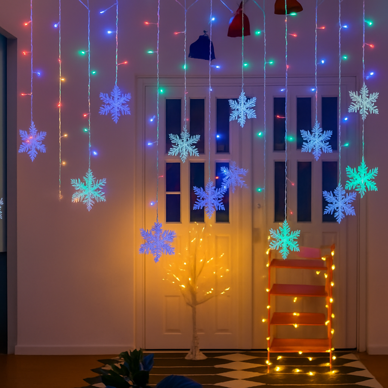 guirlande lumineuse led flocons de neige pour Noël et fêtes