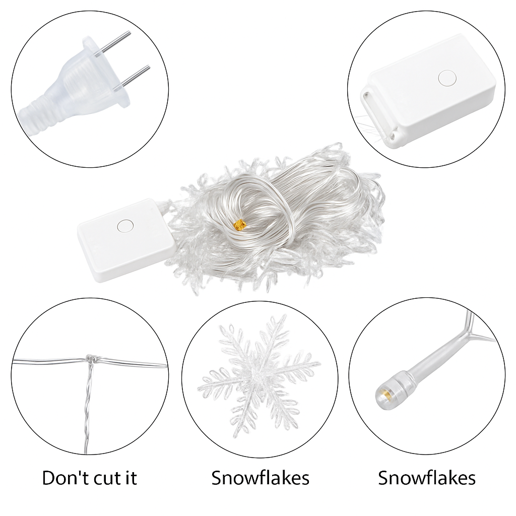 guirlande lumineuse led flocons de neige pour Noël et fêtes - vue 11 sur 11