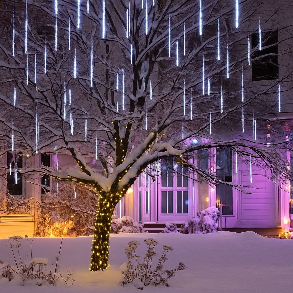 guirlande lumineuse led pluie de météores imperméable pour décoration festive - vue 4 sur 13