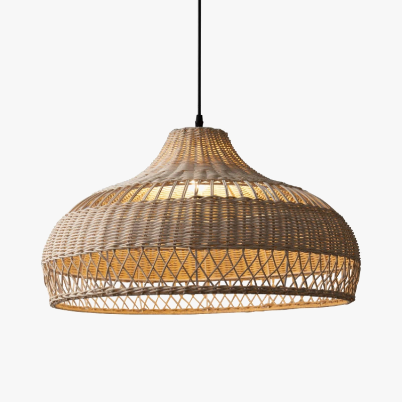 Lustre design en rotin clair