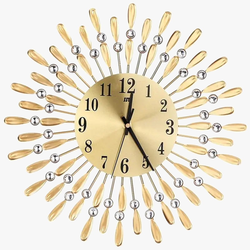 horloge murale 3d grande taille style soleil avec strass brillants