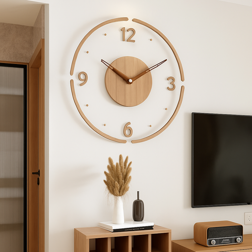 horloge murale créative en bois style nordique silencieuse et moderne
