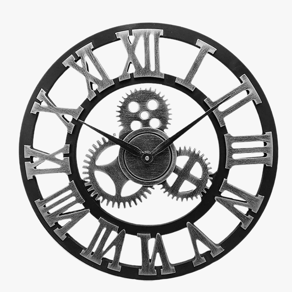 horloge murale décorative style industriel rétro à engrenages