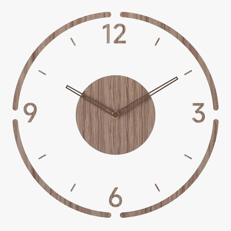 horloge murale en bois massif design silencieuse pour décoration intérieure