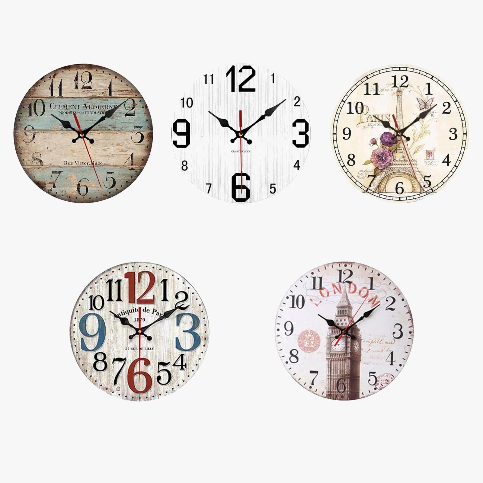horloge murale en bois style européen silencieuse pour bureau et école