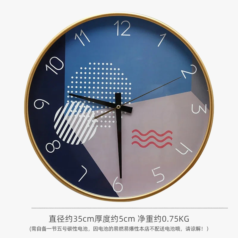 horloge murale en verre pour décoration intérieure ronde