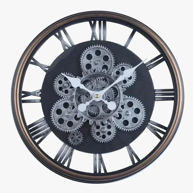 horloge murale industrielle avec engrenage rotatif silencieux