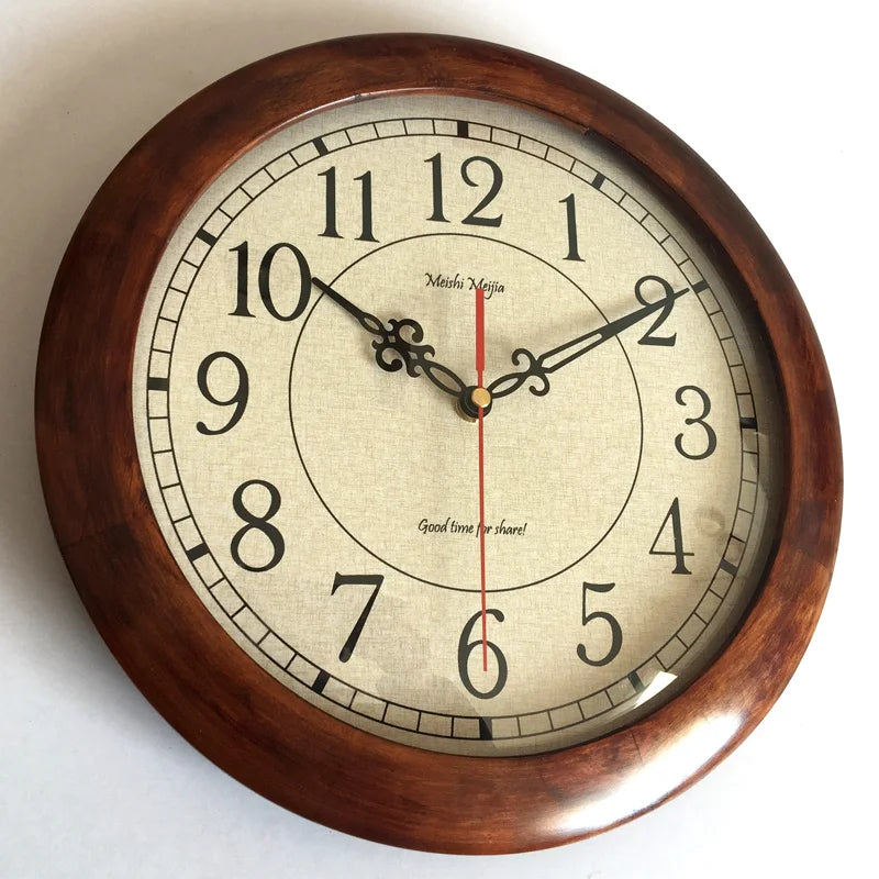 Horloge Murale Ronde En Bois De 22 Cm, Horloge Murale Vintage